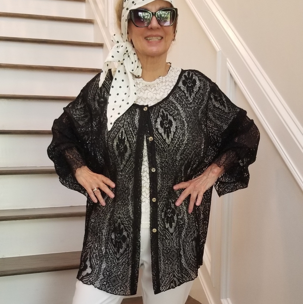 Coldwater Creek New W/ Tags Black Crochet Beach Cover-Up, L-XXL, $30